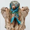 Sarongs Lenço de Cabeça de Seda Feminino Marca de Luxo Lenço Xales e Wraps Hijab 9090cm Lenços Quadrados Bandana Cheveux 230605