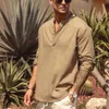 Mens Casual Shirts EEWOLDIA Blouse Cotton Linen Shirt Loose Tops Long Sleeve Henley Spring Autumn Handsome 230607