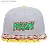 Модная пицца бейсболка Cartoon Animation Hotkback Hapback Hip Hom Headwear Outdoor Casual Sun Hats Спортивные шапки Оптовая L230523