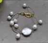 Anhänger Halsketten Z12646 Set 20 mm weiße Münze Reis runde Perle vergoldet Kette Halskette Armband Ohrring