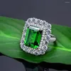 Cluster Ringen Luxe 8ct Emerald Diamond Ring Echt 925 Sterling Zilveren Sieraden Engagement Wedding Band Voor Vrouwen Mannen Edelstenen Gift