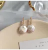 Stud Earrings Baroque Pearl Drop For Women Geometric Genuine Freshwater Green Crystal