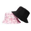 Cappelli a tesa larga New Summer Reversible Pink Print Bucket Uomo Donna Striped Bob Outddor Street Casual Fisherman Hat R230607