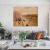 Handmade Artwork on Canvas The Louvre Afternoon Rainy Camille Pissarro Painting Countryside Landscapes Office Studio Decor