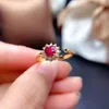 Cluster Ringen Echte Natuurlijke En Echte Ruby Ring Bruiloft Fijne Sieraden Groothandel 925 Sterling Zilver