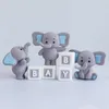 Fournitures de fête gâteau Topper bébé douche dessin animé éléphant en caoutchouc souple poupée ornement gris enfants décoration maison voiture habiller