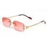 Moda Güneş Gözlüğü Tasarımcı Güneş Gözlüğü Erkek Oval Gözlükler Çok Renk Lensleri Seçin Kadın Gözlükleri Metal Bacak Rimless Amerikan Güneş Tanrısı Erkek Yakın Rimsiz UV400