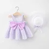 Robes de fille tenue d'été enfant en bas âge fille mode mignon imprimé coton bébé filles robe de princesse + chapeau de soleil ensemble de vêtements pour nouveau-nés