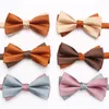 Bow Ties 2023 British Solid Brown For Men Women Double Layer Bowties Casual Shirt Neckwear Butterfly Wedding Suit Bowknot