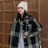 Women's Jackets Autumn Harajuku Style Loose Single-breasted Fashion Jacket Vintage Plaid Casual Color Contrast Design Cool Girly Shirt Coat