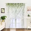 Rideau Floral Oiseau Sheer Rideaux Pour Chambre Cuisine Double Couche Porte Faux Lin Vintage À Volants Transparent Voile Drapé 2PCS / Set