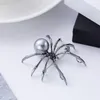 Broches Grande Broche Aranha Para Roupas Gótico Preto Madrepérola Masculino Alfinete de Festa Jóias Exageradas Presentes