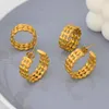 Halsbandörhängen Set Moderna smycken Metall Rostfritt stål Hoop Earring Ring 2023 Trend som säljer guldfärg Fashion Women's