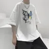 T-shirts pour hommes été à manches courtes en coton T-shirts hommes papillon imprimé Harajuku t-shirt Streetwear ample décontracté t-shirt hauts 2023