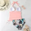 Zwemkleding 2023 Halter Tankini Set Effen Badpak Vrouwen Gedrukt Badmode Vrouwelijke Bodysuit Zwemmers Badpak Zwemmen Pak Beachwear 230605