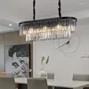 Chandeliers Modern Crystal Chandelier Oval Black Retro American Light Dining Table Creative Personality Room Lamp