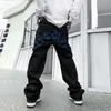 Jeans pour hommes Y2K Gothic Fashion Modèle broderie noire Haruku rétro rue High Men Vêtements Baggy Pantalon de jambe large 230606