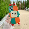 DHL gratuit en gros 3D Cute Cartoon Geometry Robot Phone Case pour iPhone 14 Pro Max 11 12 13 Pro Max Antichoc Soft Back Cover