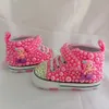 First Walkers Handmade Bow Pearl s Baby Girls Shoes Hairband First Walker Sparkle Christmas Mermaid Crystals Princess Shoes Shower 230606