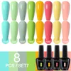 Kits Nailco Nail Gel Polish 8pcs Set Neon Nail Art Spring Summer Semi Permanent Varnish Kit for Manicure Hybrid Soak Off Uv Led Gel