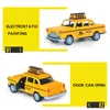 Diecast Model 132 Retro Taxi Car Alloy Miniature Collection Sound Light Baby Toys for Kids День детей подарок 230605