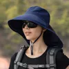 Breda randen hattar kvinnor stor solhatt hink sommaren utomhus fiske anti nackskydd visir cap damer r230607