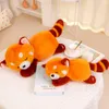 Hot 1pc 35-90cm Fluffy Hair Red Raccoon Peluche Ripiene Anime Figure Doll Cartoon Sdraiato Plushies Throw Pillow Kids Girls Gift