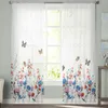 Tenda Primavera Fiori Farfalla Retro Chiffon Tende Trasparenti Per Soggiorno Decorazione Domestica Finestra Voile Tulle Tende