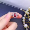 Cluster Ringe Feiner Schmuck 925 Sterling Silber Inset mit natürlichen Edelsteinen Damen Trendy Blume Roter Granat Verstellbarer Ring Unterstützung Detect