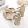 Womens Bridal Sexy Wedding Party Square Heel Pumps for Ladies Women Fashion Golden High Heel Ladies Shoes Silver High Heels