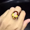 Cluster Rings Natural e Real Citrine Stone Solid 925 Silver Gemstone Ring For Women's Wedding Party Elegant Jewelry