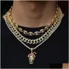 Pendant Necklaces New Fashion Hip Hop Colorf Bling Diamond Gold And White Plated Cartoon Drinks Cup Pendatnt Necklace Rapper Jewelry Dhfo4