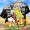 Men's Casual Shirts Hawaiian Shirt 3d Print Beer Short-sleeved Cuban Beach Wear Tshirt Top Party Vintage Style Women Men's Y2K Clothing