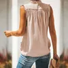 Kvinnors blusar stilfull skjorta väst tunna ruffle trim andas Summer Solid Color Loose Tee Top mångsidig