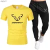 Conjunto de camiseta + calça esportiva masculina DYNRFIT verão marca casual respirável calças de corrida hip-hop roupas da moda 2023 L230520