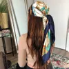 Sarongs Satin Scarf For Hair Designer Luxury Brand Kerchief Neck Silk Head Scarves Bandana Ladies Handkerchief 90X90CM Headscarf 230605