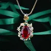 Necklace Earrings Set Luxury Quality Exquisite Imitated Ruby Silver Color Women Wedding Pendant Ring Red Zircon Crystal