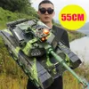 전기 RC 자동차 55 44cm 대형 RC 탱크 전장 전쟁 전쟁 라디오 제어 탱크 용 무선 군용 군대 트럭 소년 장난감 230607