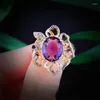 Rings Cluster Fashion Luxury Twilolor Hollow Actus Ametista Flower Color Treasure Opening Ring Female Creative All-Match Party Gioielli