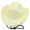 Western Cowboy Opvouwbare Strohoed Mannen Strand Schaduw Hoeden Man Zonbescherming Cap Lente Zomer Outdoor Reizen Caps met Touw