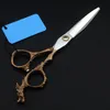 Verktyg Professional Japan 440C 6 tum Gold Dragon Hair Scissors Set Cutting Barber Makas Haircut Thinning Shears Frisörsax