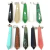 Pendant Necklaces Natural Stone Gem Crystal Pillar Turquoise Agate Clear Quartz Handmade Crafts DIY Necklace Accessories For Women 10x50mm