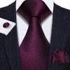 Cravatte da collo Cravatta da sposa in seta rossa Jacquard tessuto a righe per uomo Cravatta fazzoletto Gemello Set BarryWang Fashion Designer FA5028 230605