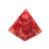 Pendant Necklaces Orgone Energy Small Square Pyramid Red Coral And Resin For Christmas Gift Decoration Jewelry