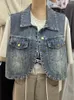 Vrouwen Vesten vrouwen Denim Vest Blauw Mouwloos Vrouwelijke Jas Slanke Jeans Jas Dames Single-breasted Korte Vest zomer G427