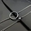 Chains Vintage Round Circle Pendant Titanium Stainless Steel Chain Necklaces Pendants For Men Women Lovers Gift Jewelry Bijoux