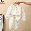 Pękama Dzieci Summer cienki piżama zestawy chłopców z kreskówek Trzy czwarte rękawy Bawełniane Koszule z spodniami Baby Loungewear 230606