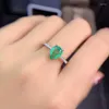 Cluster-Ringe, natürlicher kolumbianischer Smaragd, 925er Sterlingsilber, 6 x 8 mm, Zuckerturm-Ring, weibliches Nischendesign, leichte Luxusfarbe, Schatz offen