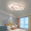 Plafonniers Kawaii Room Decor Mignon Pour Enfants Bébé Fille Chambre En Forme De Coeur Lampe Princesse Rose Lustre Éclairage