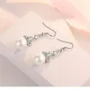 Dangle Earringsエレガントパールクリスタルジルコンダイヤモンドジェムストーンクラウンドロップ